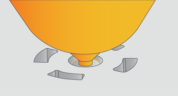 illustration of injection molding hot tip gate for a part