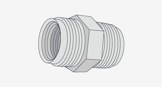 metal bolt part with threads similar to molded threads on plastic