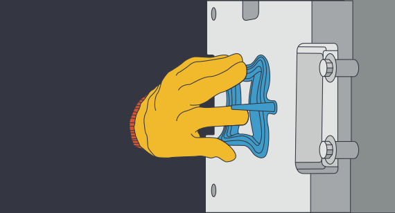 animated illustration of part ejection pins on LSR molding parts