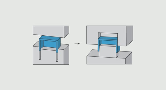 Molded part with four holes